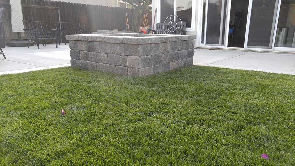 Square Fire Pit, Angelus stone wall rustic pavers, gray moss charcoal color