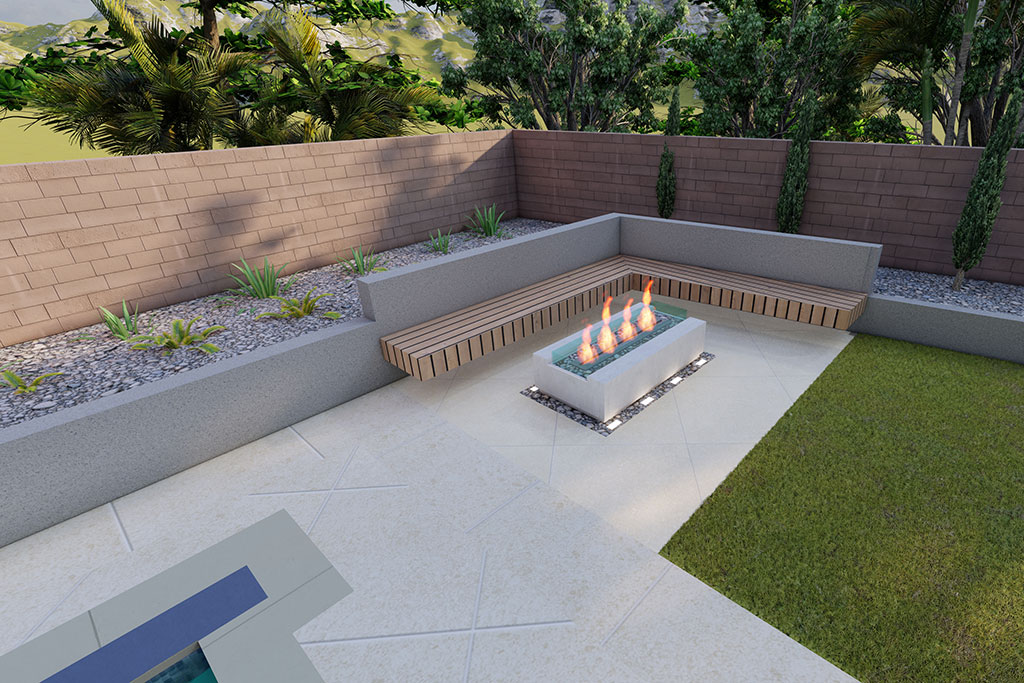 Paver backyard 3D rendering