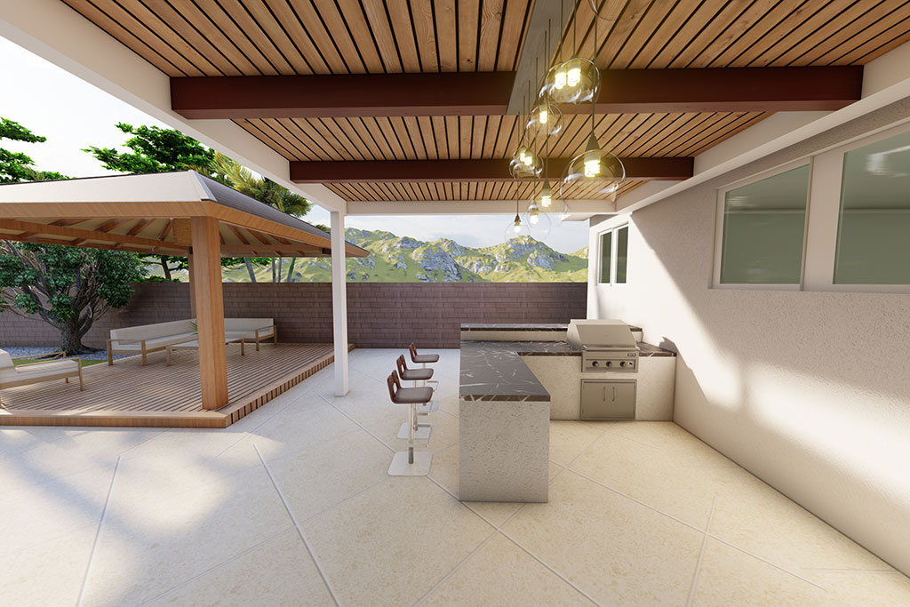 Paver patio 3D rendering